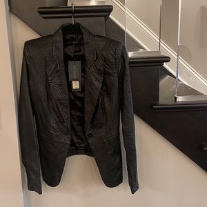 Rachel Zoe 100% leather, python texture blazer. NWT